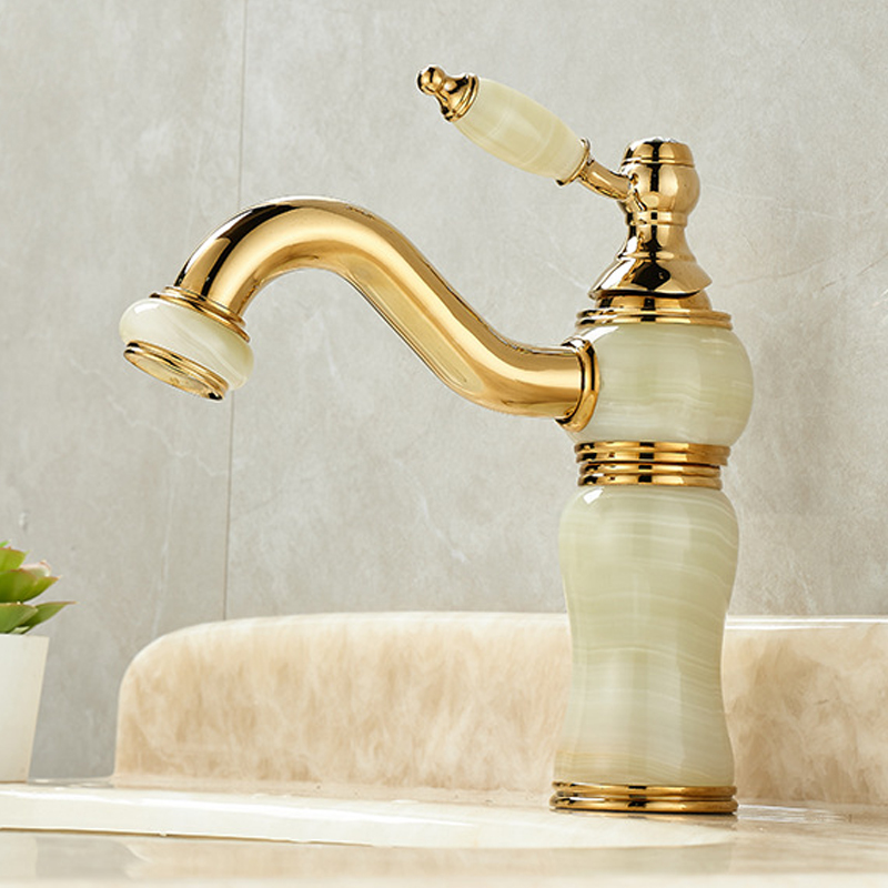 Basin Mixer Cartridge - Luxe messing en jade badkamerkraan -