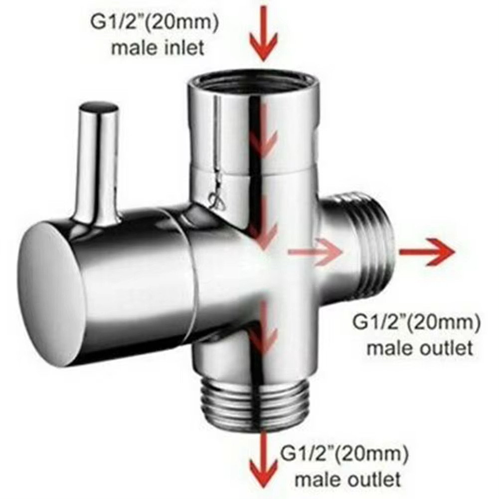 Shower Valve Cartridge - G1/2in 3-weg omschakelklep T-adapter converter voor