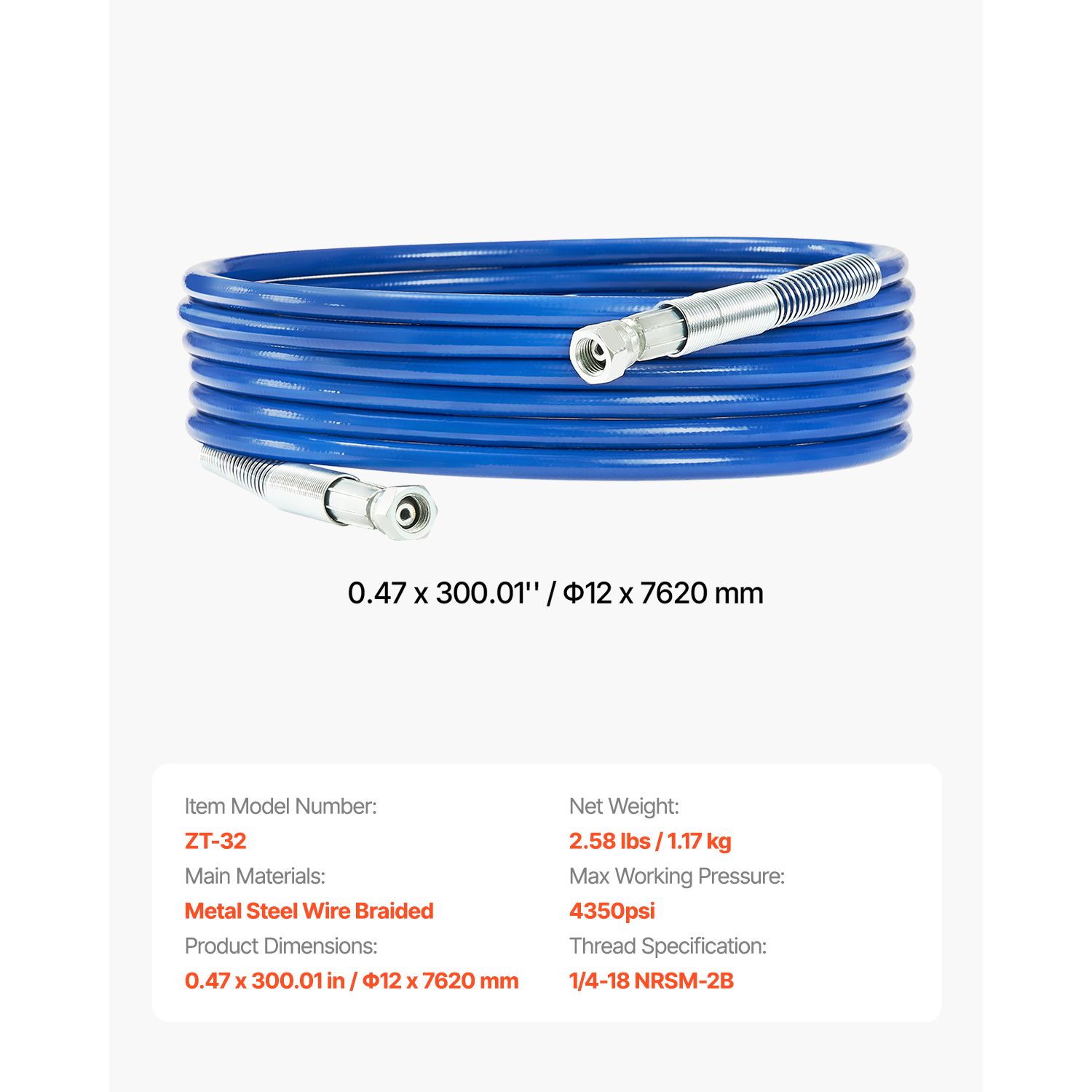 25ft Airless verfspuitslang, 1 - Flexible Hose Braided recensie en prijs